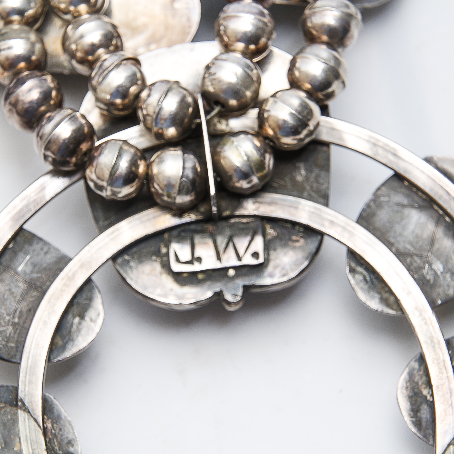 Signed J.W. Native American Style Squash Blossom Necklace