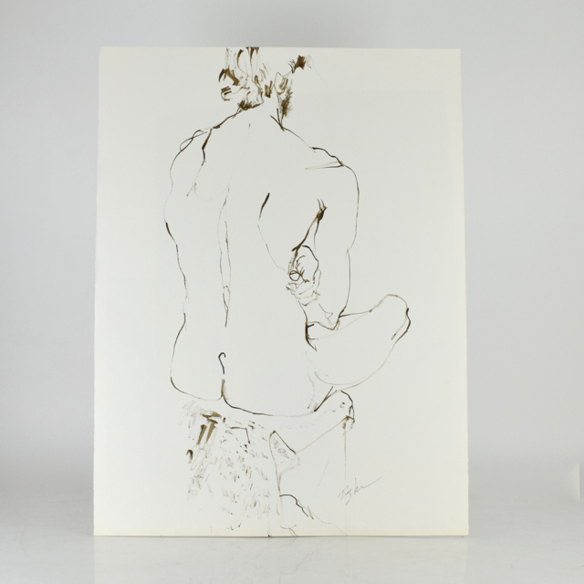 Original Tuska Ink Drawing on Paper of a Male Figure
