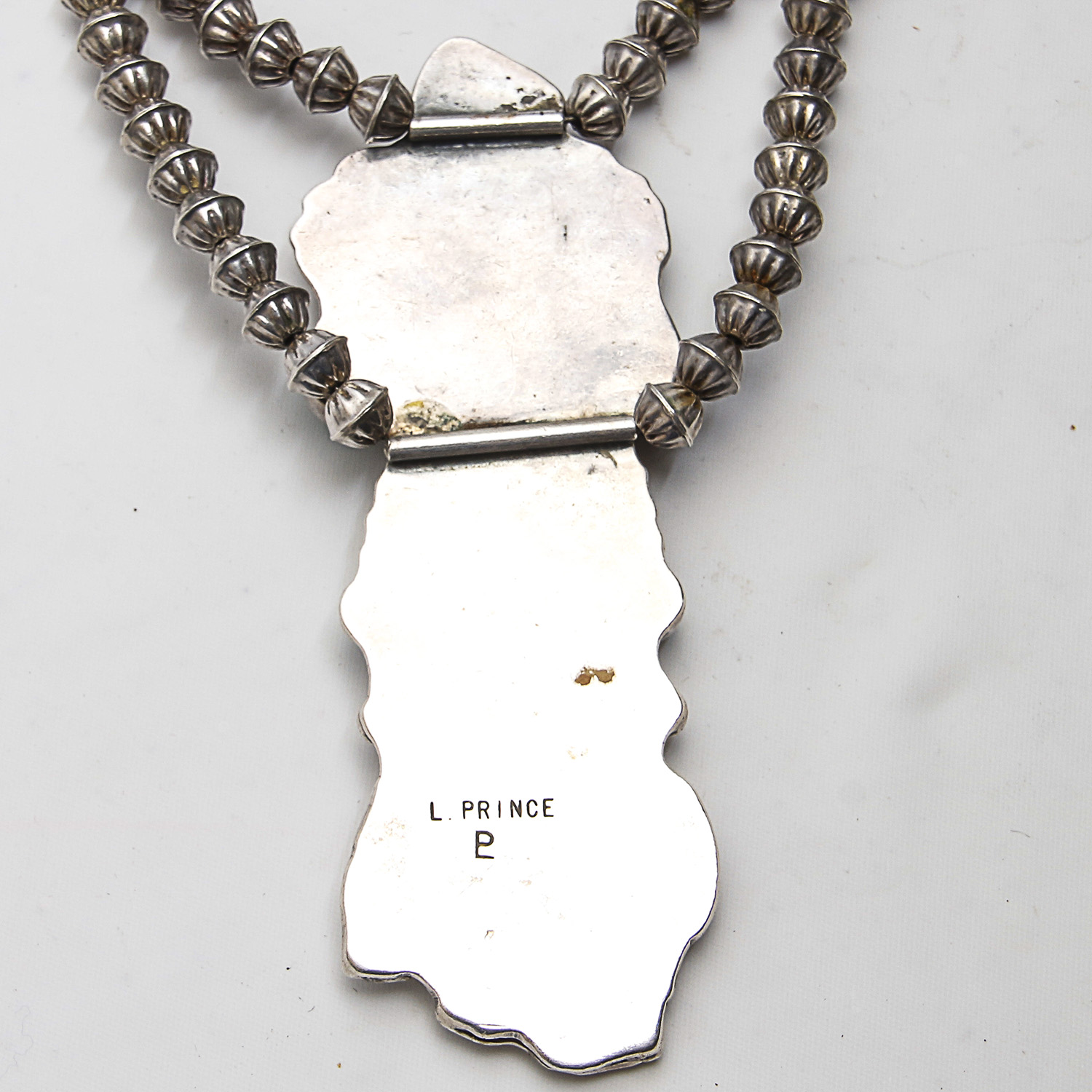 Lee Prince Native American Sterling Turquoise and Coral Necklace