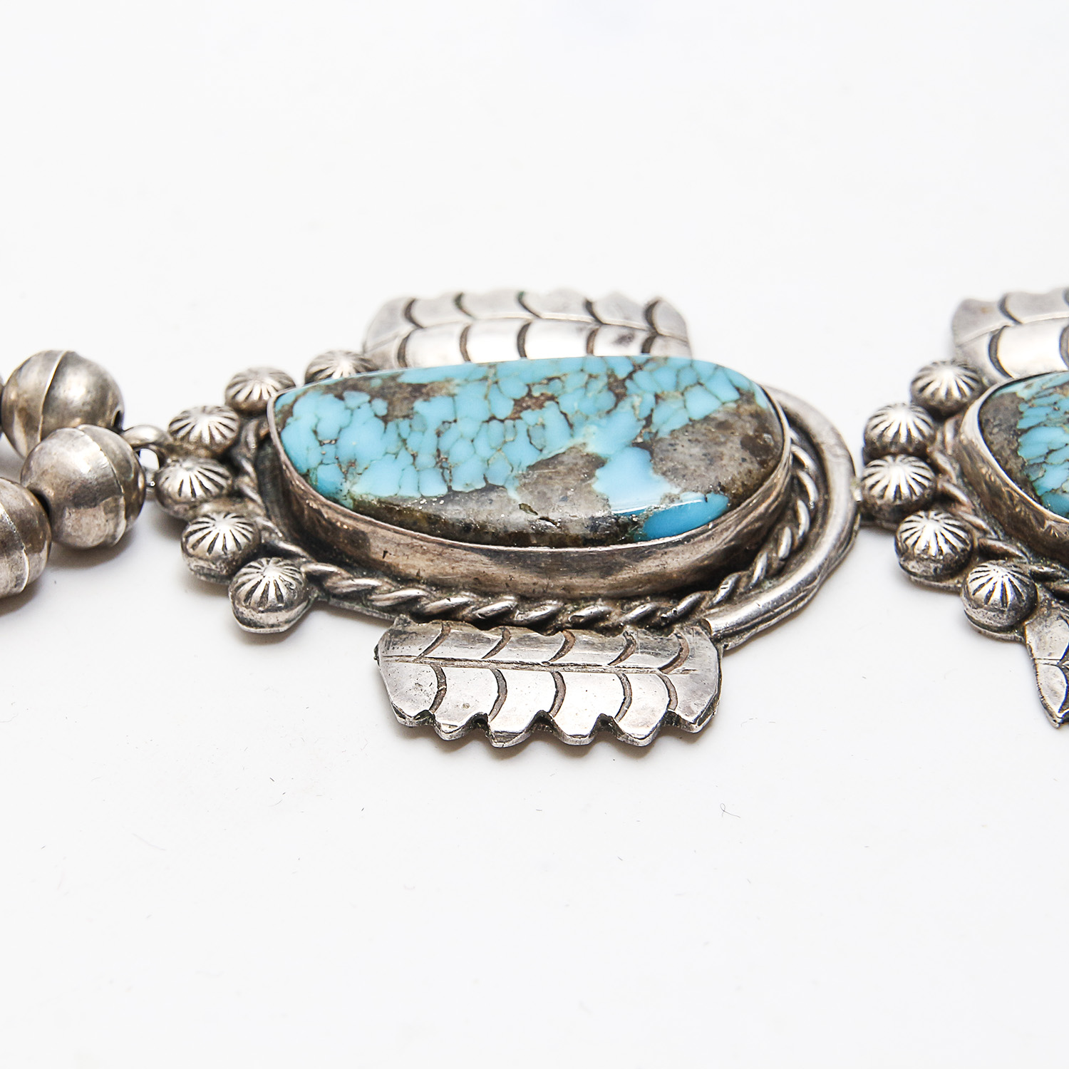 Vintage Native American Style Sterling Silver Turquoise Necklace