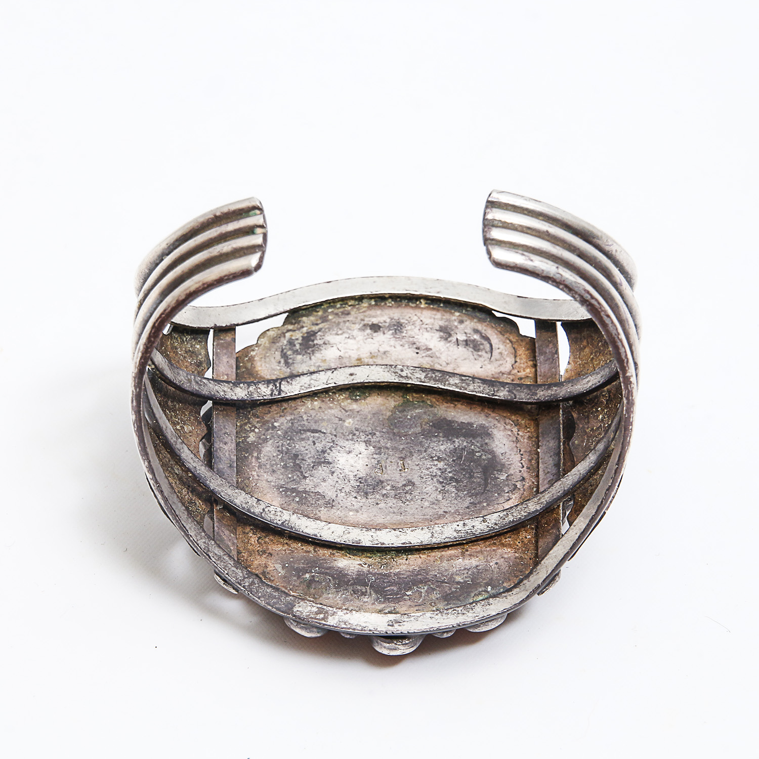 Thompson Platero Sterling Silver Dendritic Agate and Coral Cuff