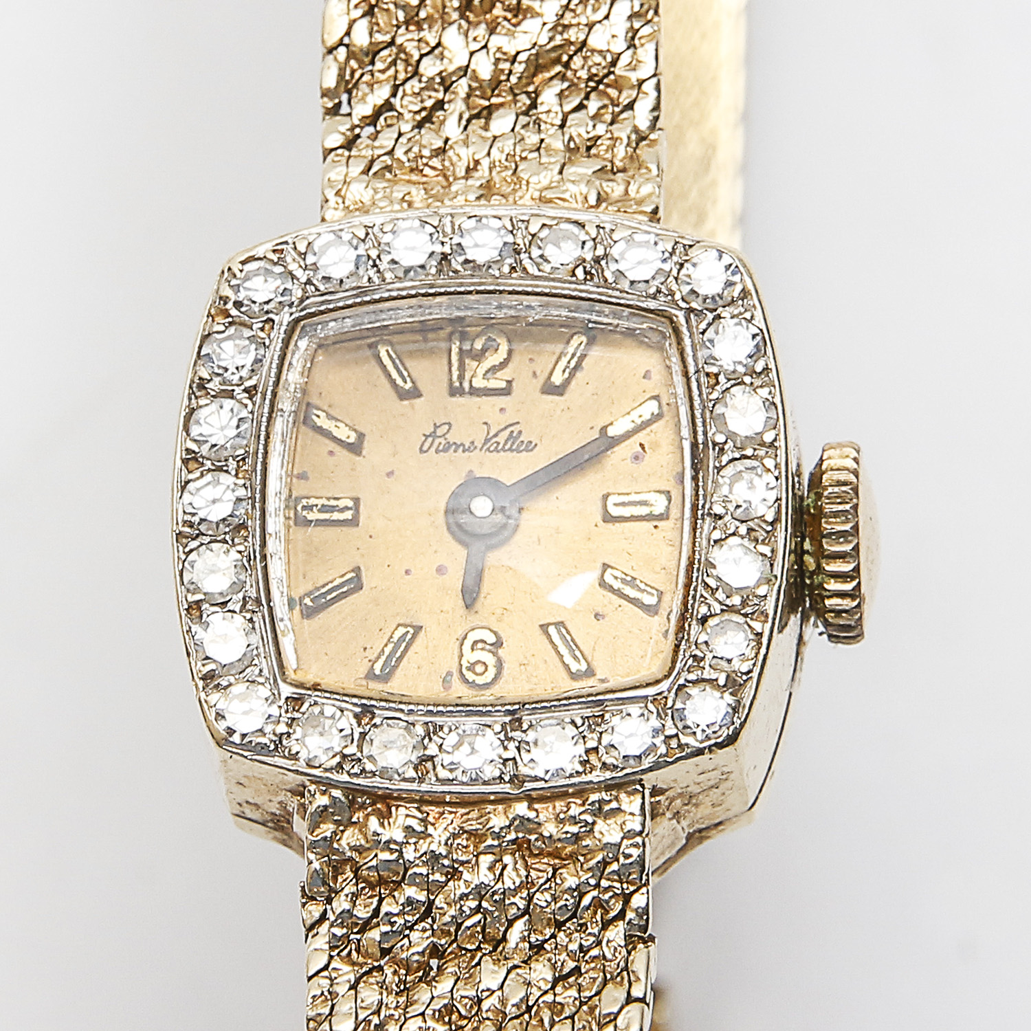 Vintage Pierre Vallee 14K Gold Diamond Pave Watch