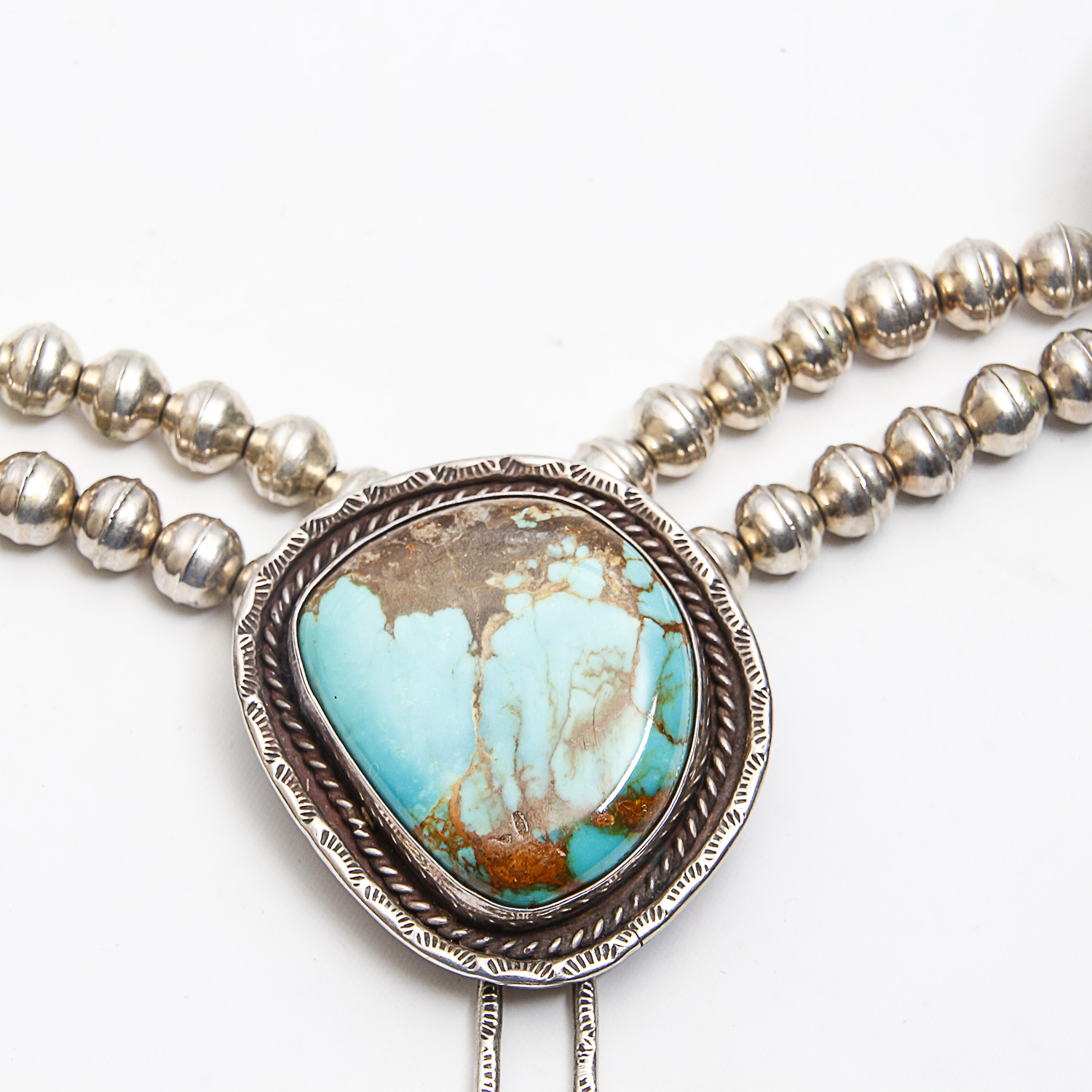 Native American Style Turquoise Sterling Silver Station Necklace