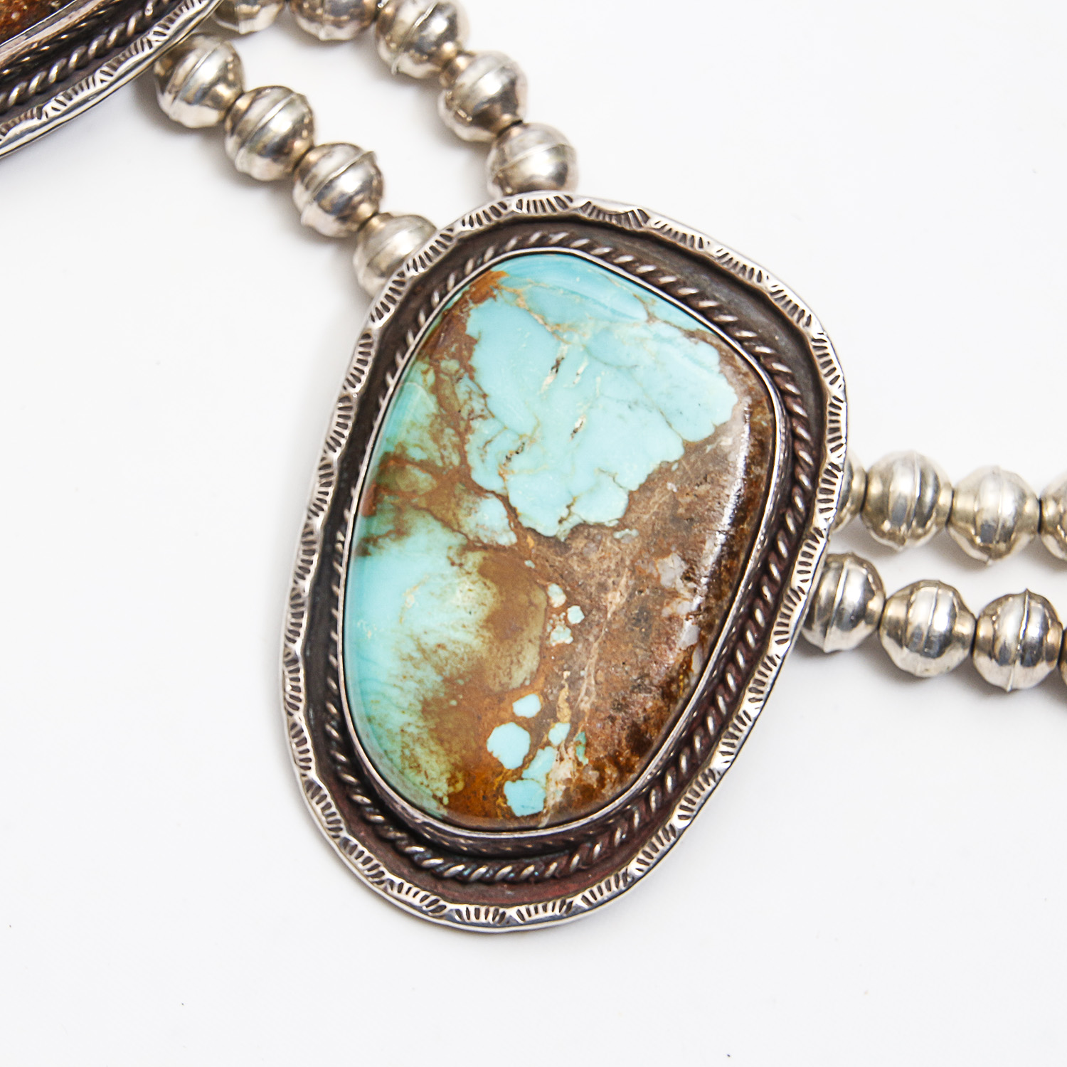 Native American Style Turquoise Sterling Silver Station Necklace