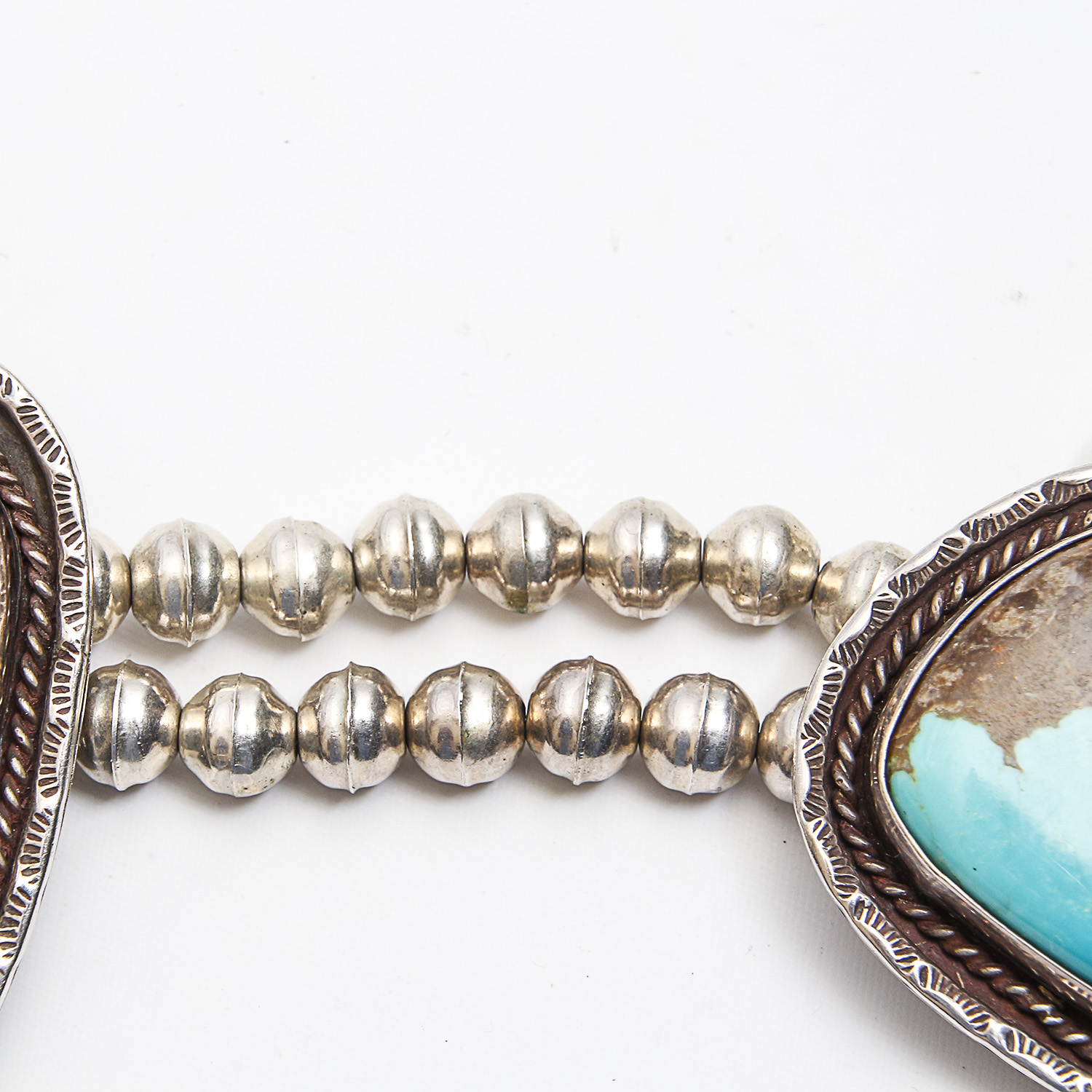 Native American Style Turquoise Sterling Silver Station Necklace