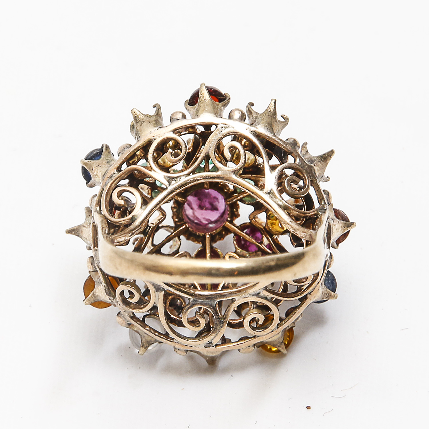 14K Gold and Gemstone Filigree Ring