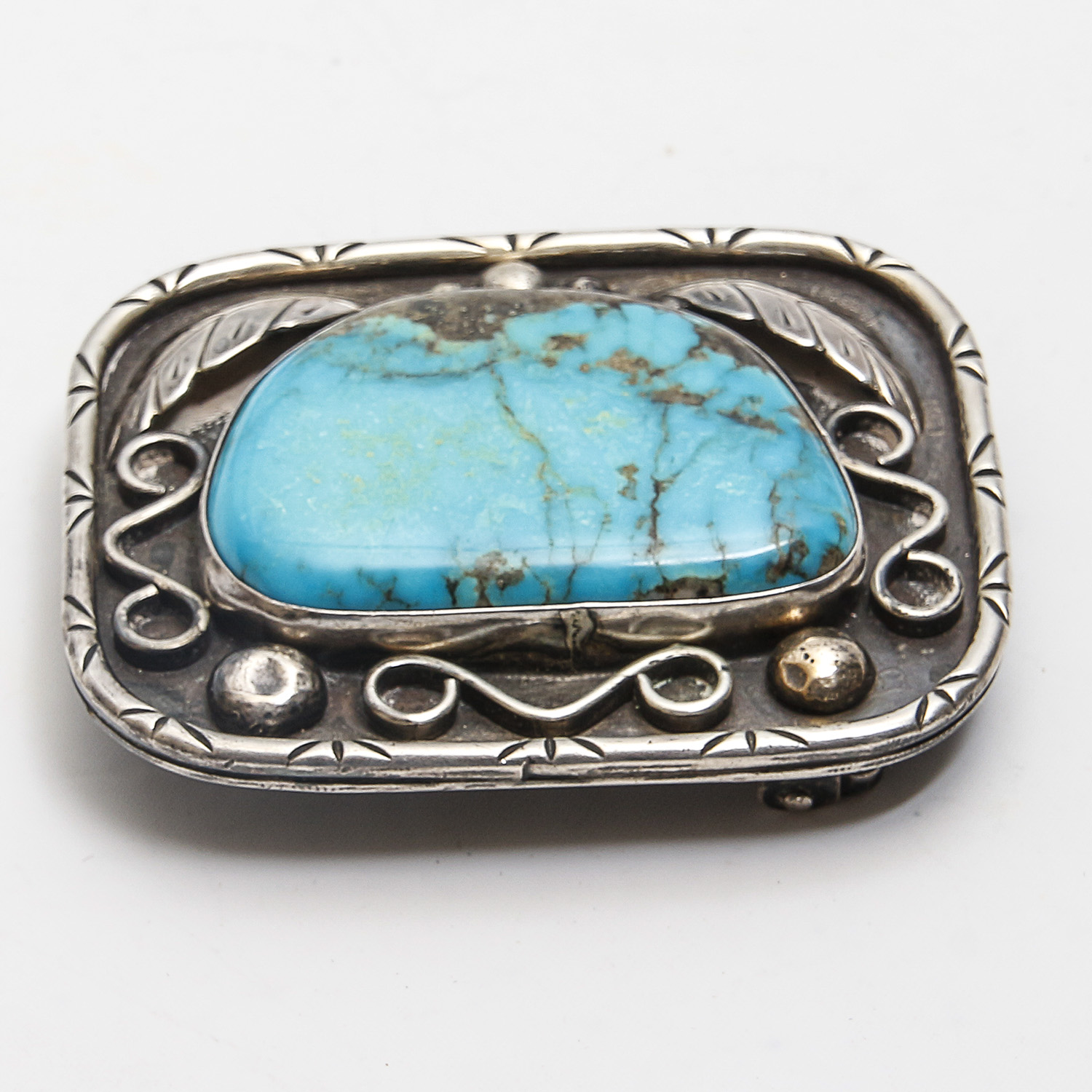 Fannie Platero Turquoise Sterling Silver Navajo Belt Buckle