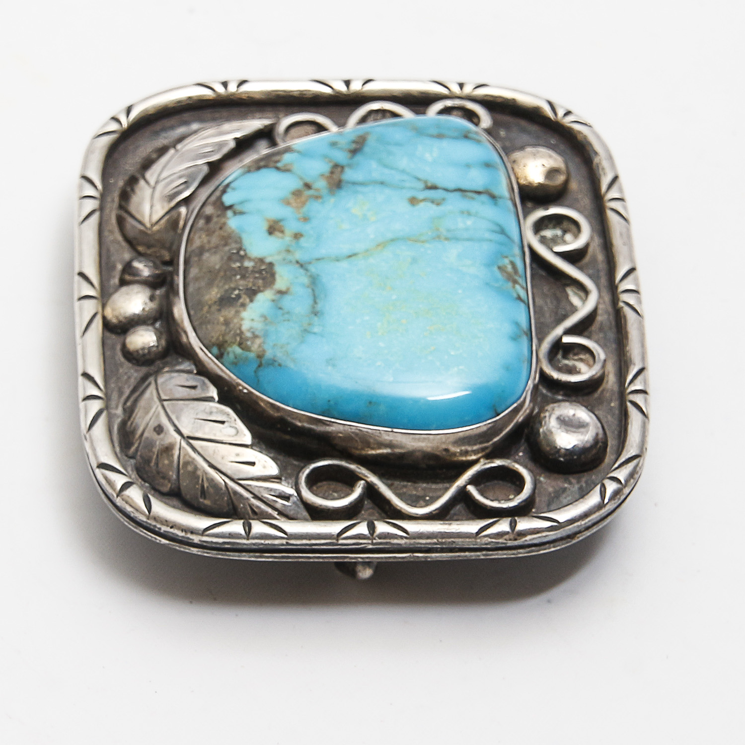 Fannie Platero Turquoise Sterling Silver Navajo Belt Buckle