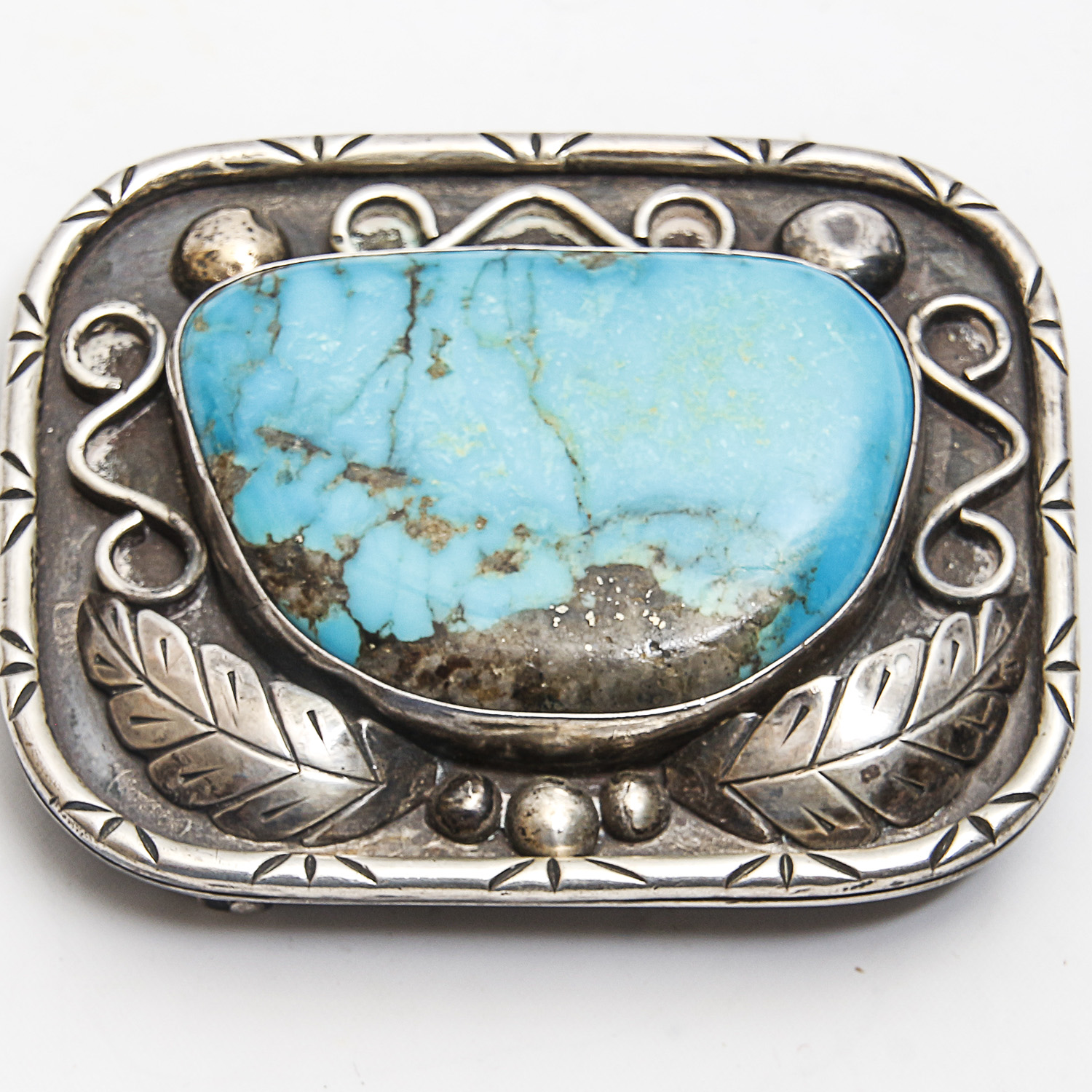 Fannie Platero Turquoise Sterling Silver Navajo Belt Buckle