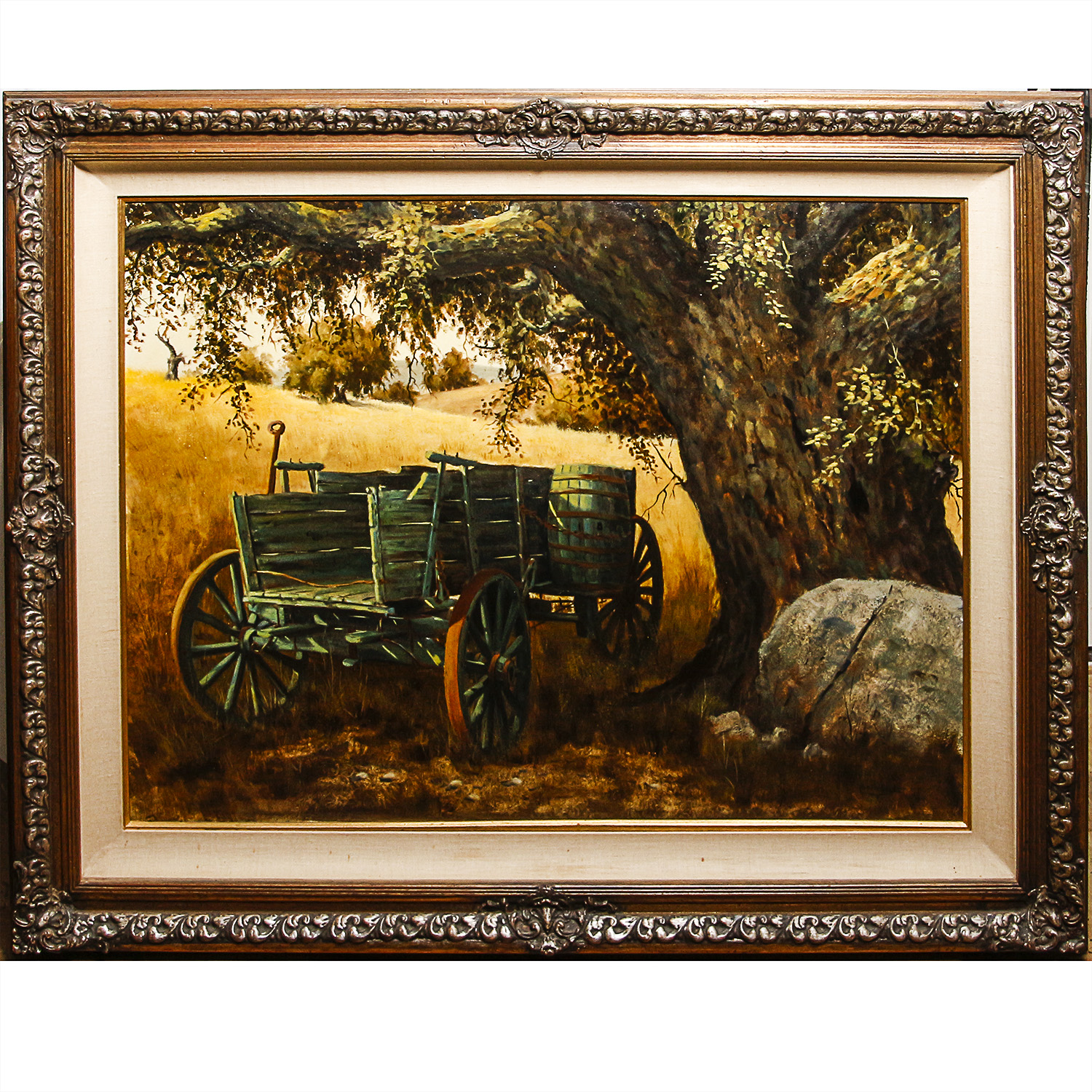 Austin Deuel Oil on Canvas of Wagon in a Field