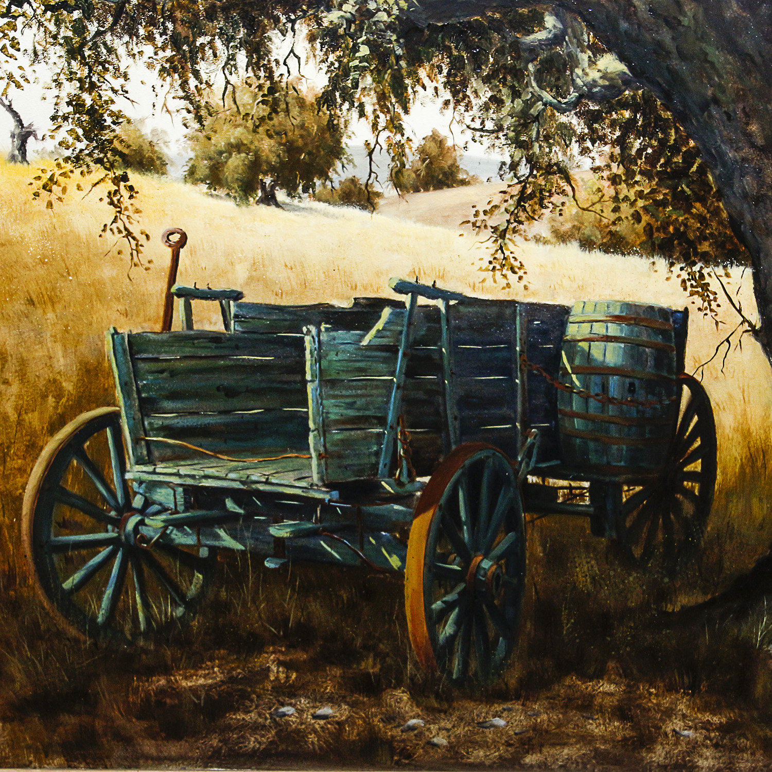 Austin Deuel Oil on Canvas of Wagon in a Field