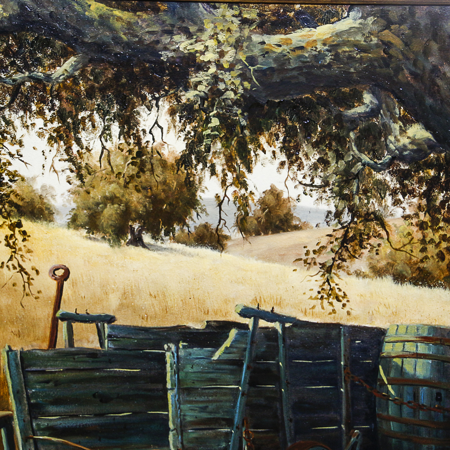 Austin Deuel Oil on Canvas of Wagon in a Field