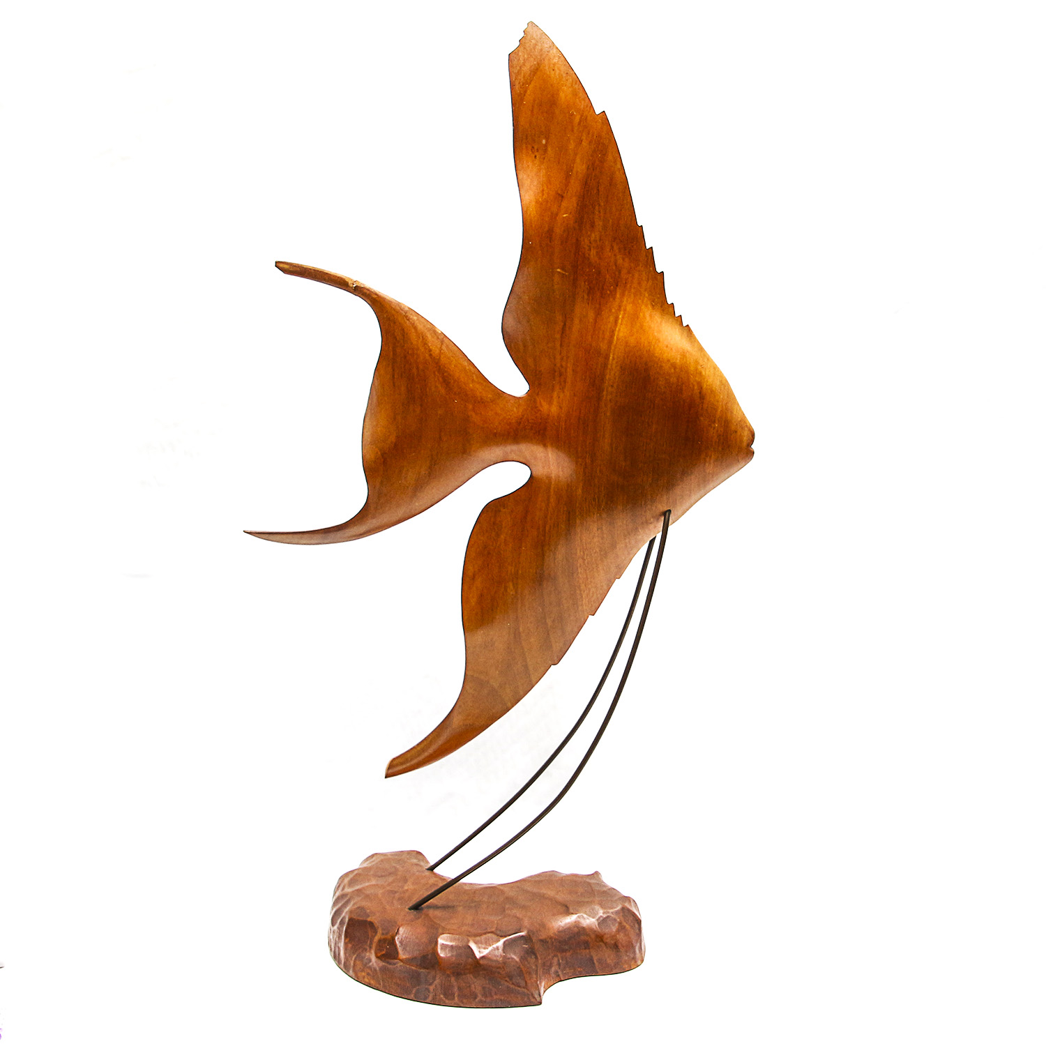 Wooden Angelfish Sculpture