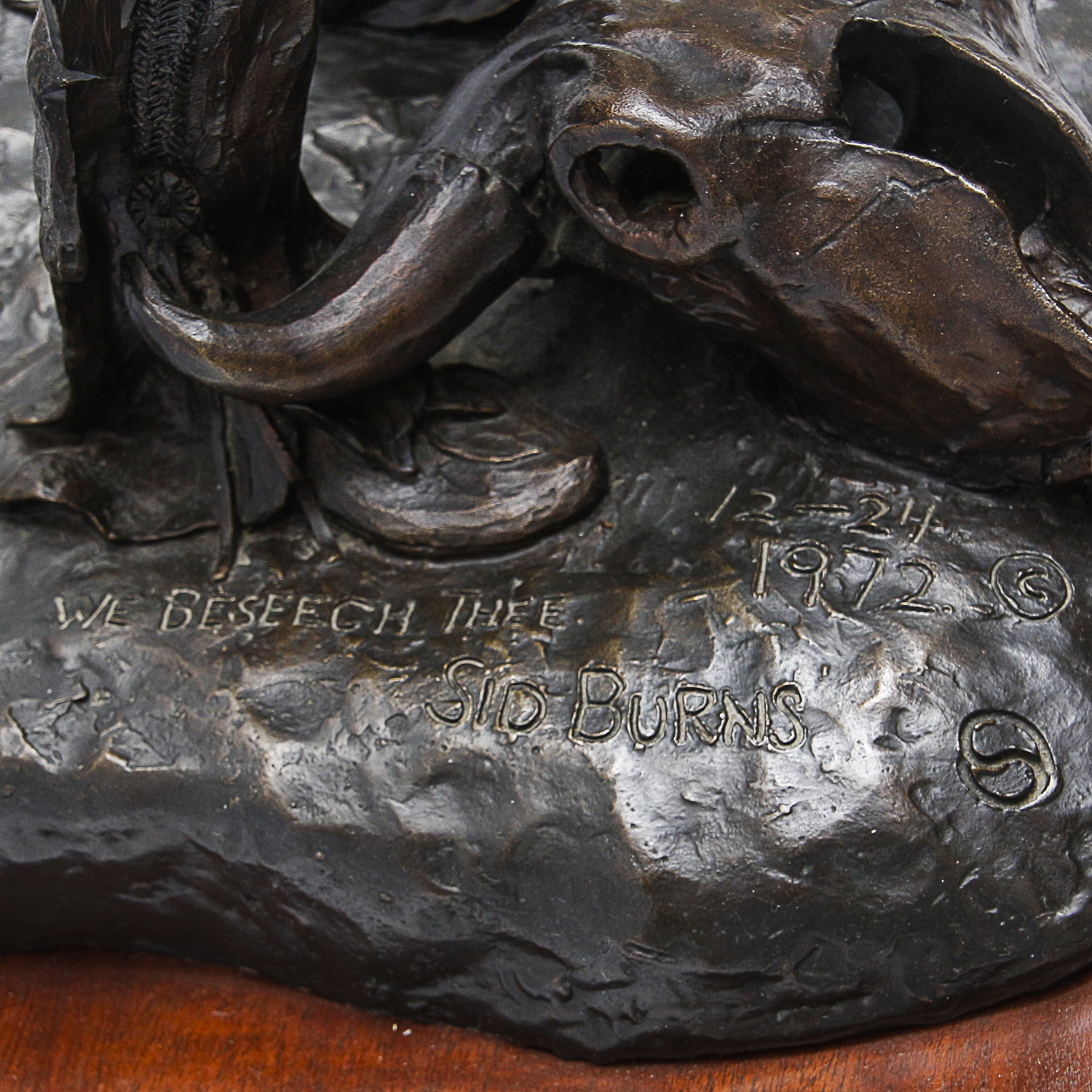 Sid Burns 1972 Bronze Sculpture "We Beseech Thee"