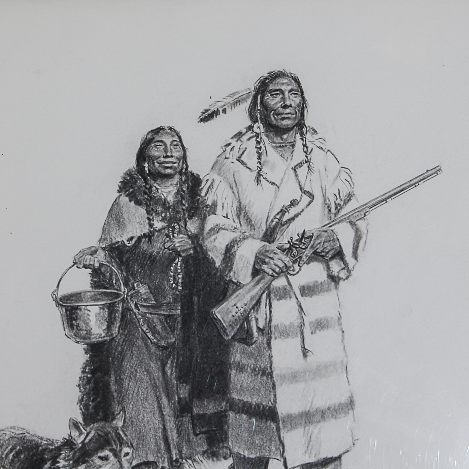 Tom Lovell Charcoal on Paper "Trade Goods - Fort Union"