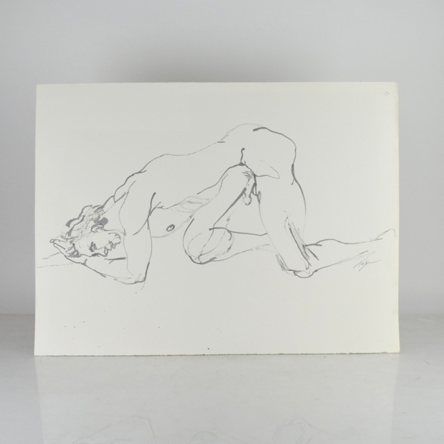 Original Tuska Ink Drawing on Paper of a Male Figure