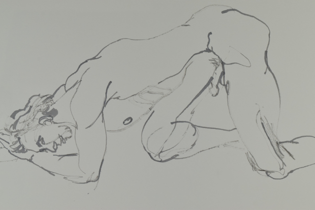 Original Tuska Ink Drawing on Paper of a Male Figure