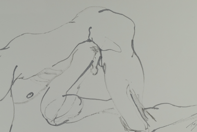 Original Tuska Ink Drawing on Paper of a Male Figure