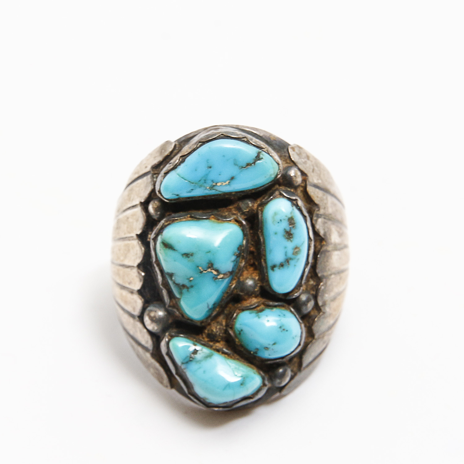 Assorted Native American Style Sterling Silver Turquoise Rins