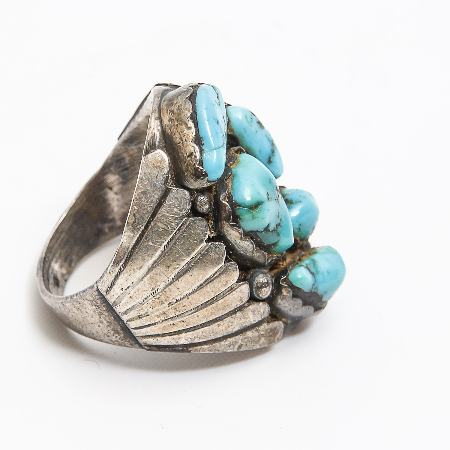 Assorted Native American Style Sterling Silver Turquoise Rins