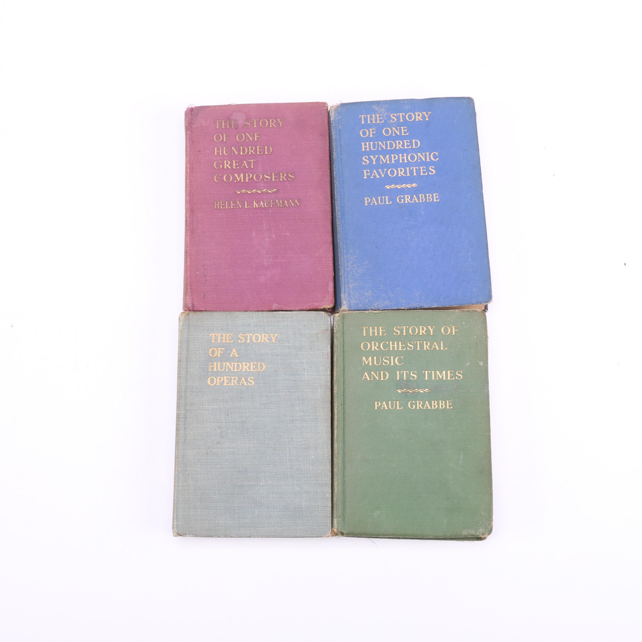 Music Books including "The Story of One Hundred Symphonic Favorites" by Paul Grabbe
