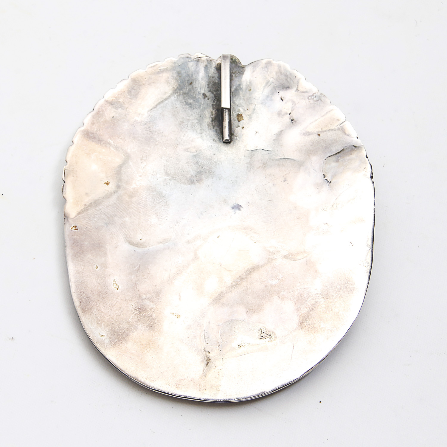 Large Vintage Sterling Silver and Turquoise Pendant