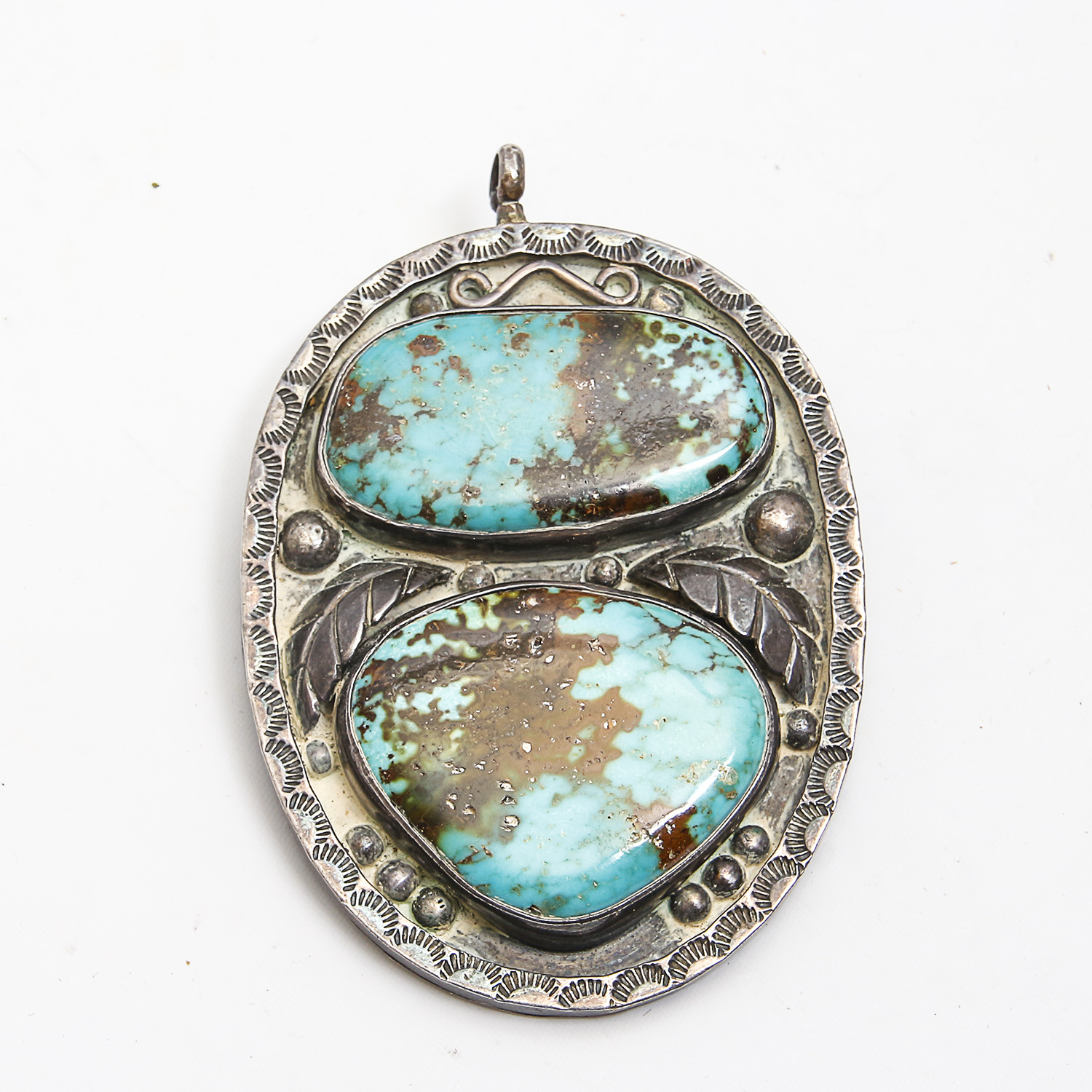 Large Sterling Silver Pendant with Dyed Howlite Cabochons