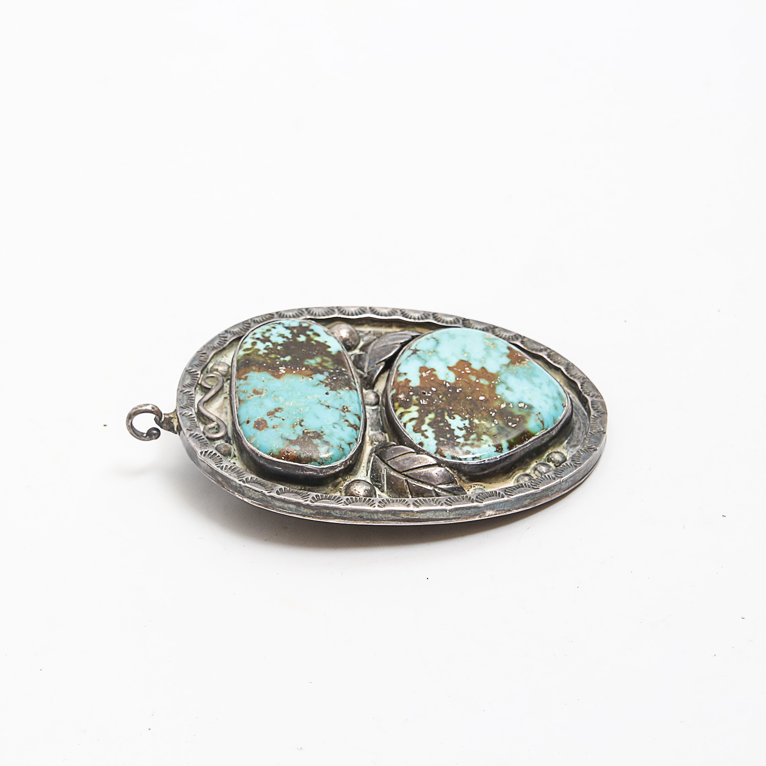 Large Sterling Silver Pendant with Dyed Howlite Cabochons