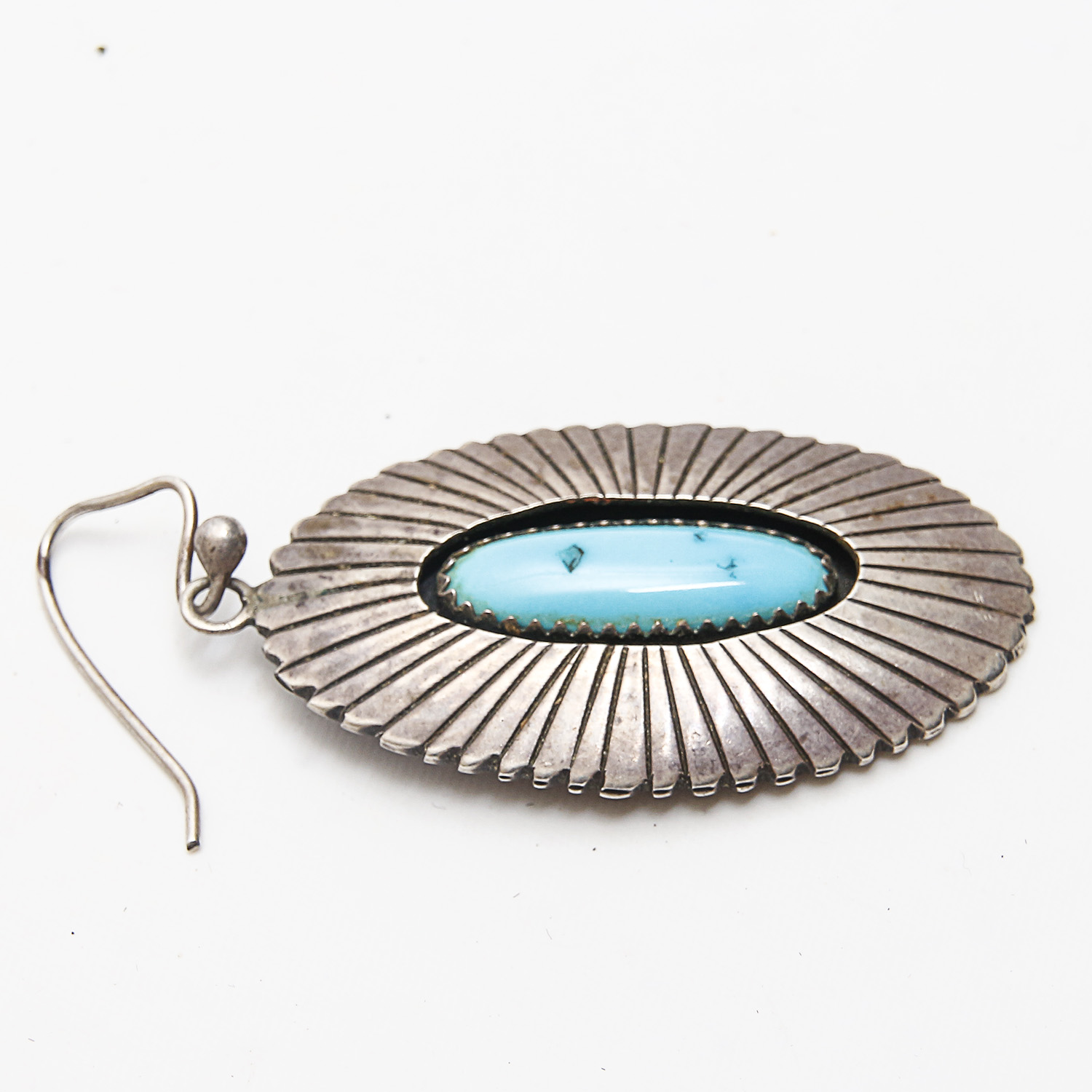 Sterling Silver Shadowbox and George and Grace Nakai 800 Silver Storyteller Earrings With Faux Turquoise