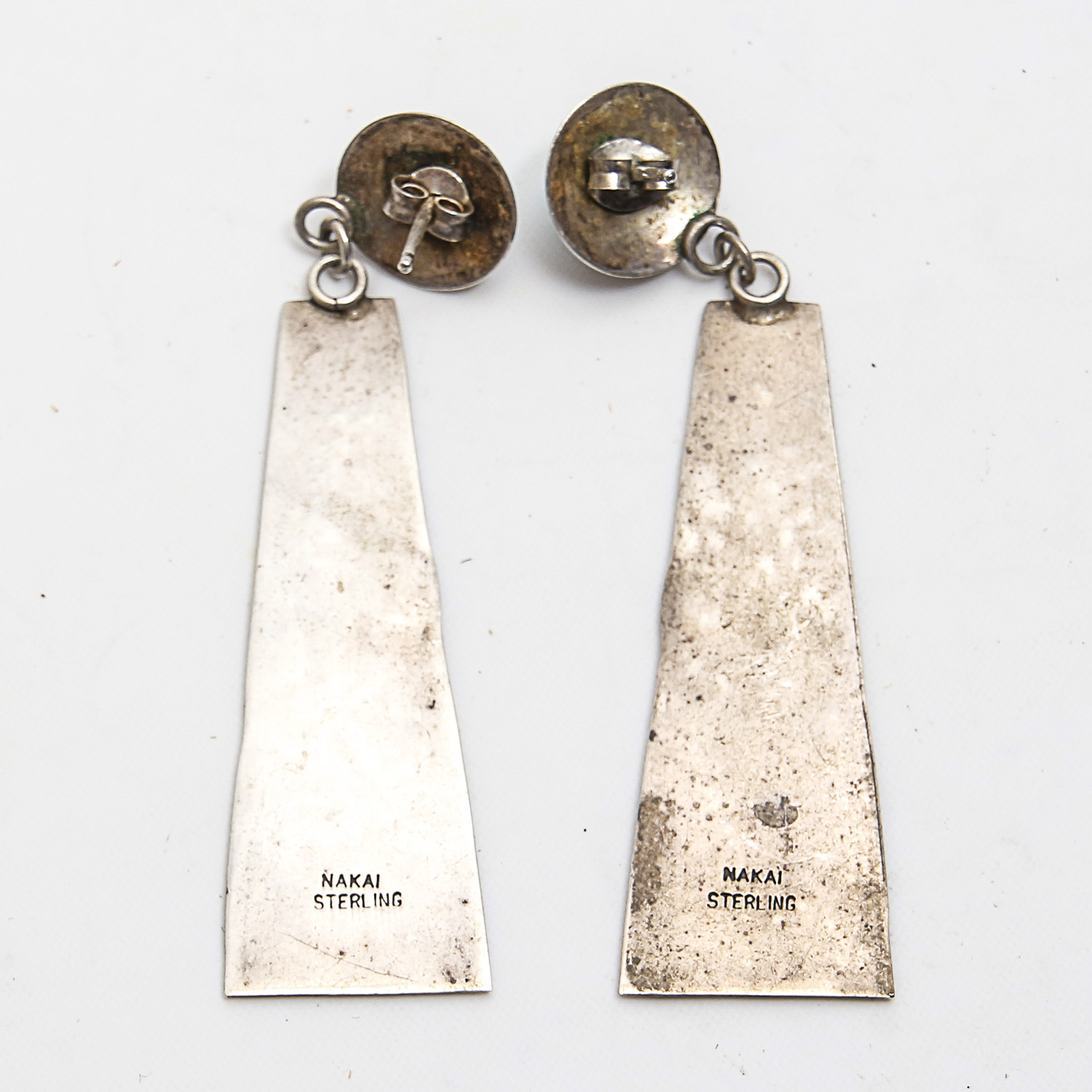 Sterling Silver Shadowbox and George and Grace Nakai 800 Silver Storyteller Earrings With Faux Turquoise