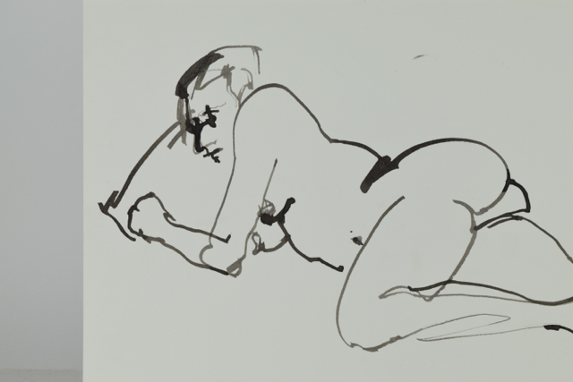 Original Tuska Ink Drawing on Paper of a Female Figure