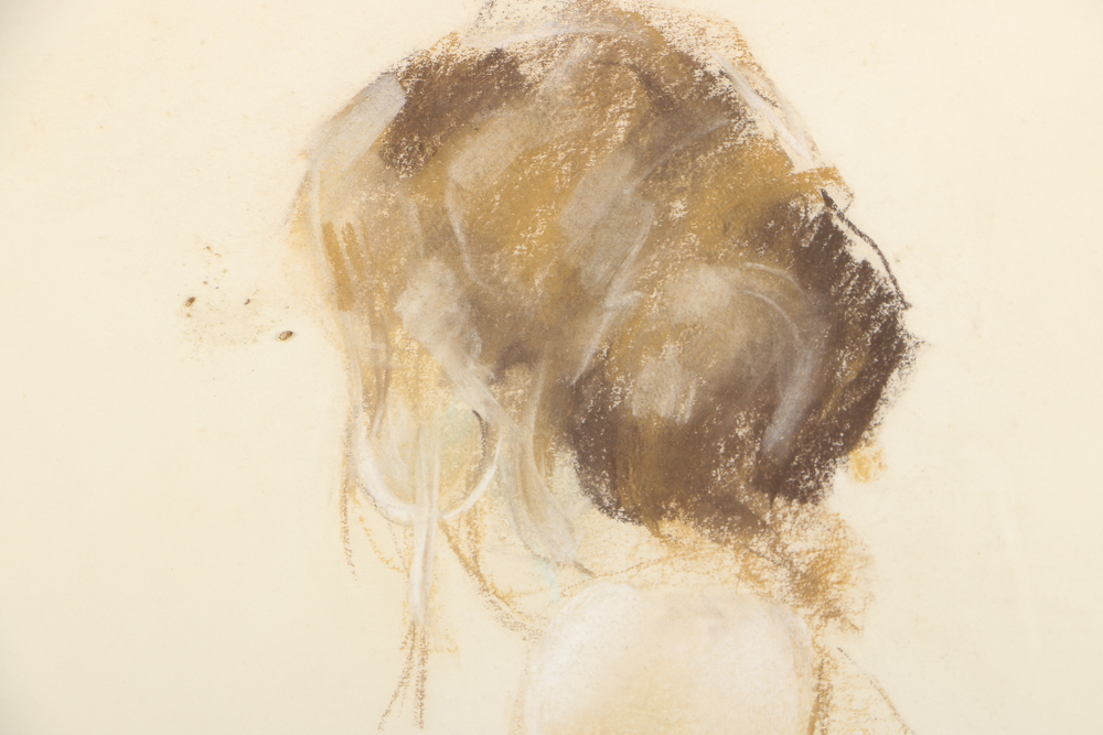 Pastel Drawing on Paper of Female Nude