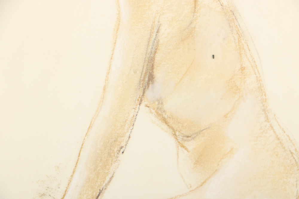 Pastel Drawing on Paper of Female Nude