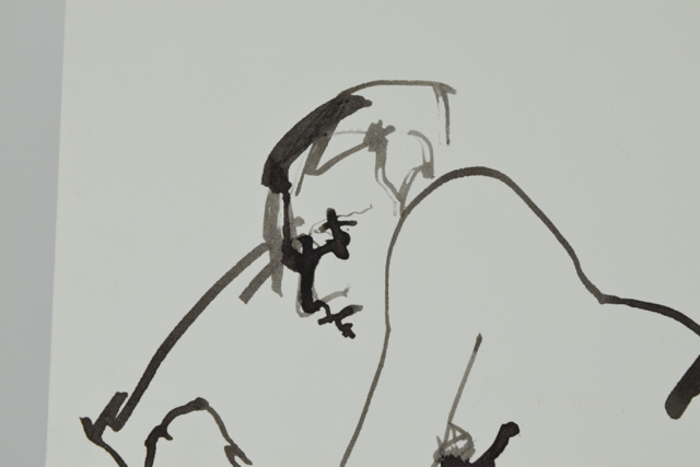 Original Tuska Ink Drawing on Paper of a Female Figure