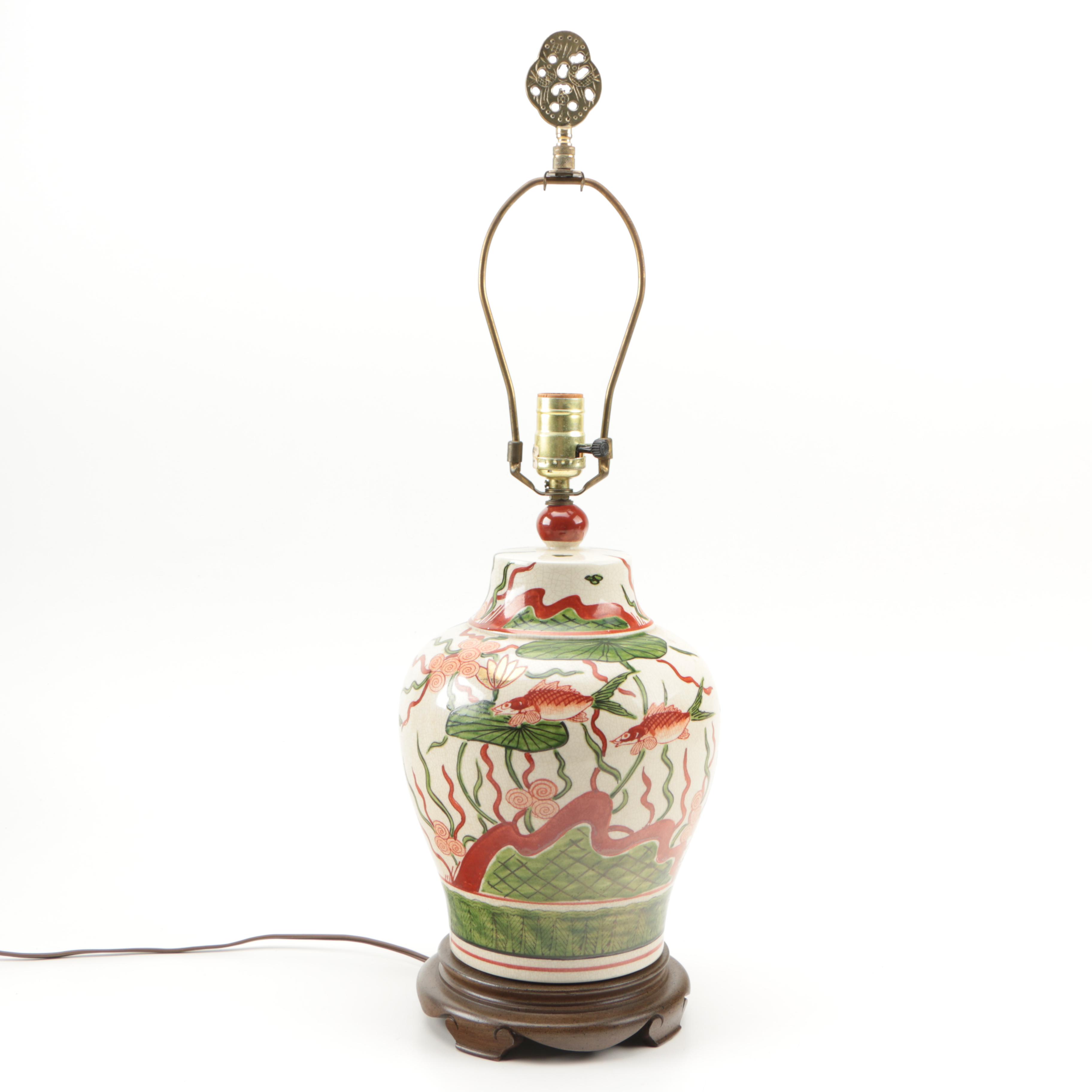 Ceramic Painted Fish Table Lamp