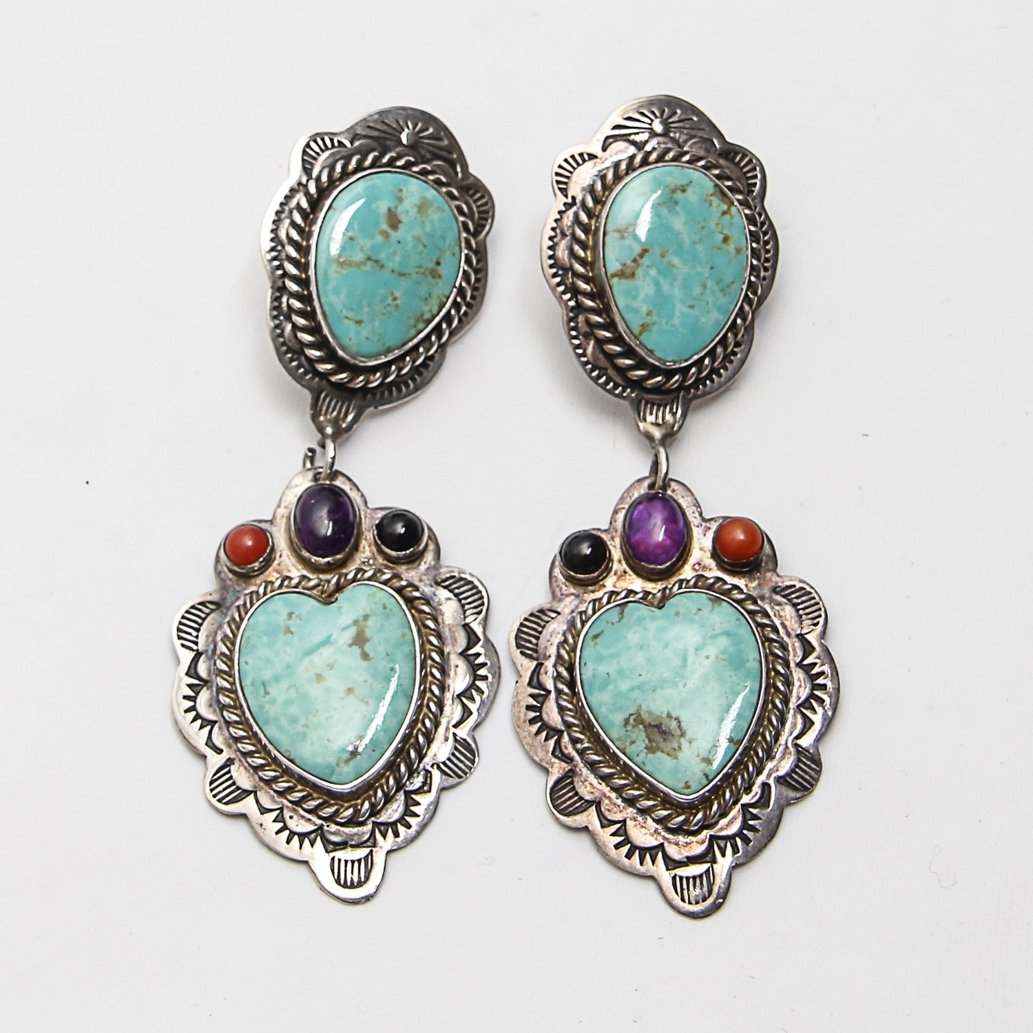 Southwestern Style Sterling Silver Gemstone Earrings Featuring Ransom Cooyate