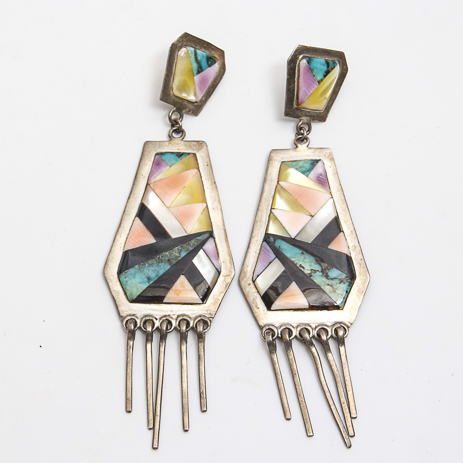 Southwestern Style Sterling Silver Gemstone Earrings Featuring Ransom Cooyate