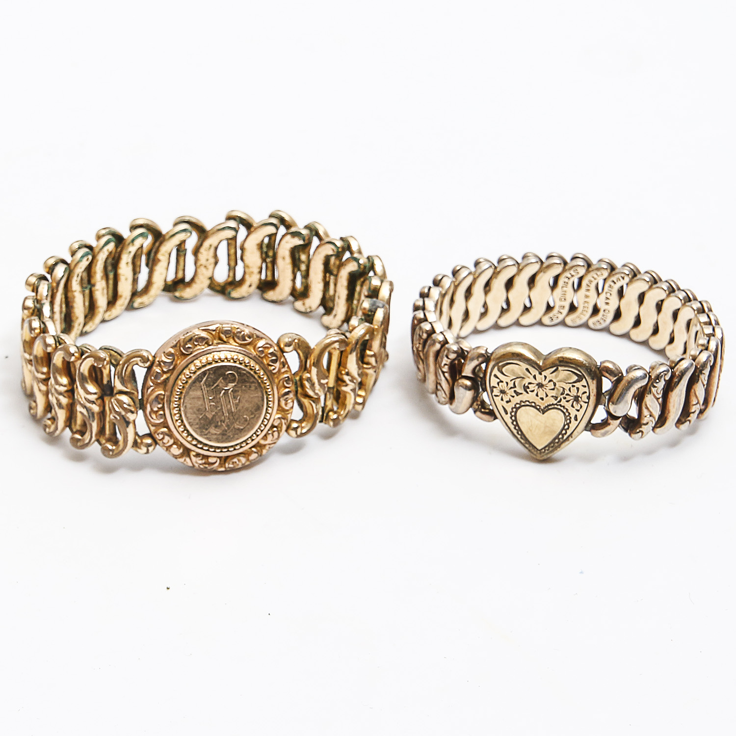 Pair of Victorian Sweetheart Flexible Link Bracelets