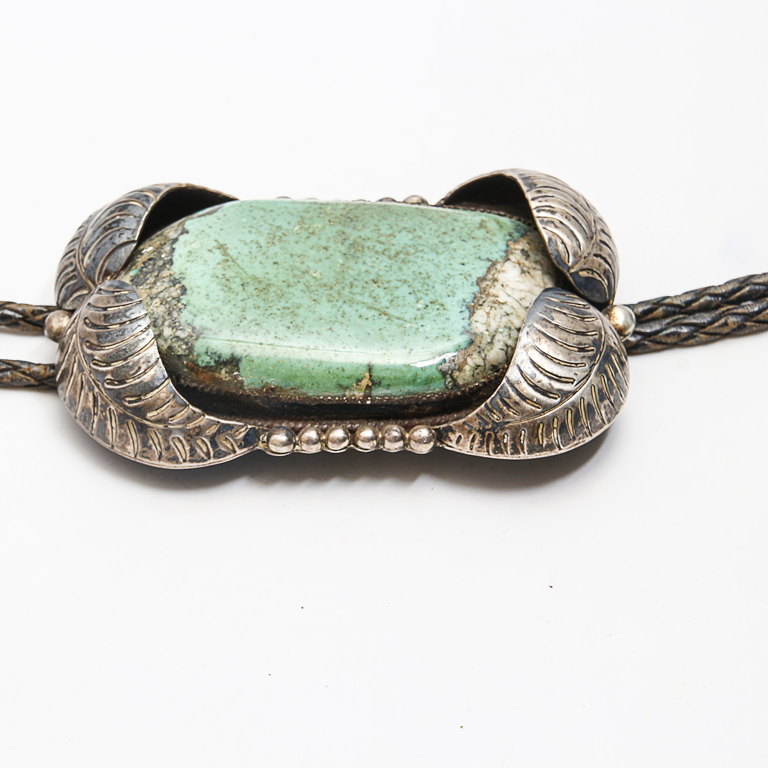 Vintage Navajo Style Sterling Silver Turquois Bolo Tie