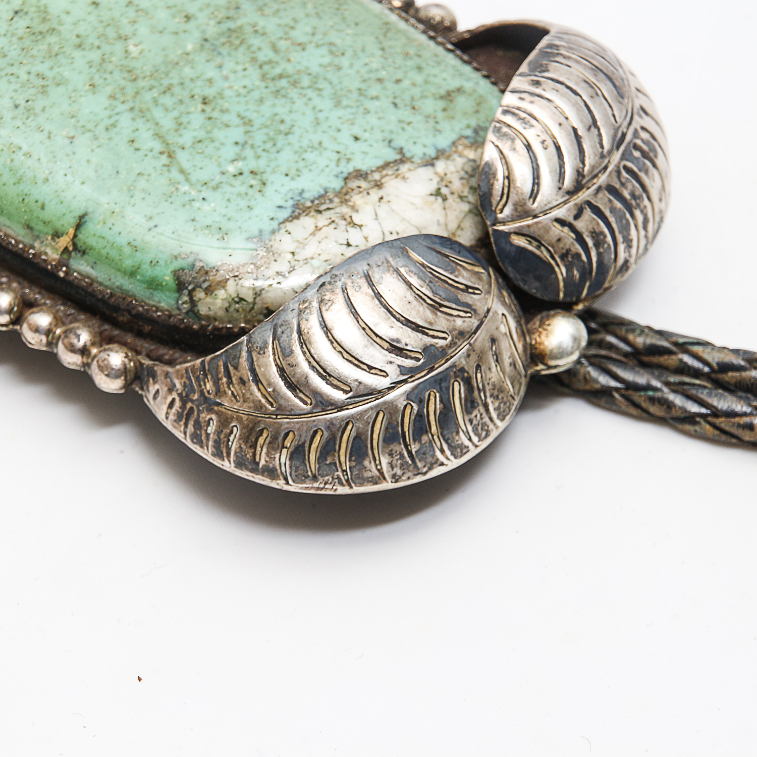 Vintage Navajo Style Sterling Silver Turquois Bolo Tie