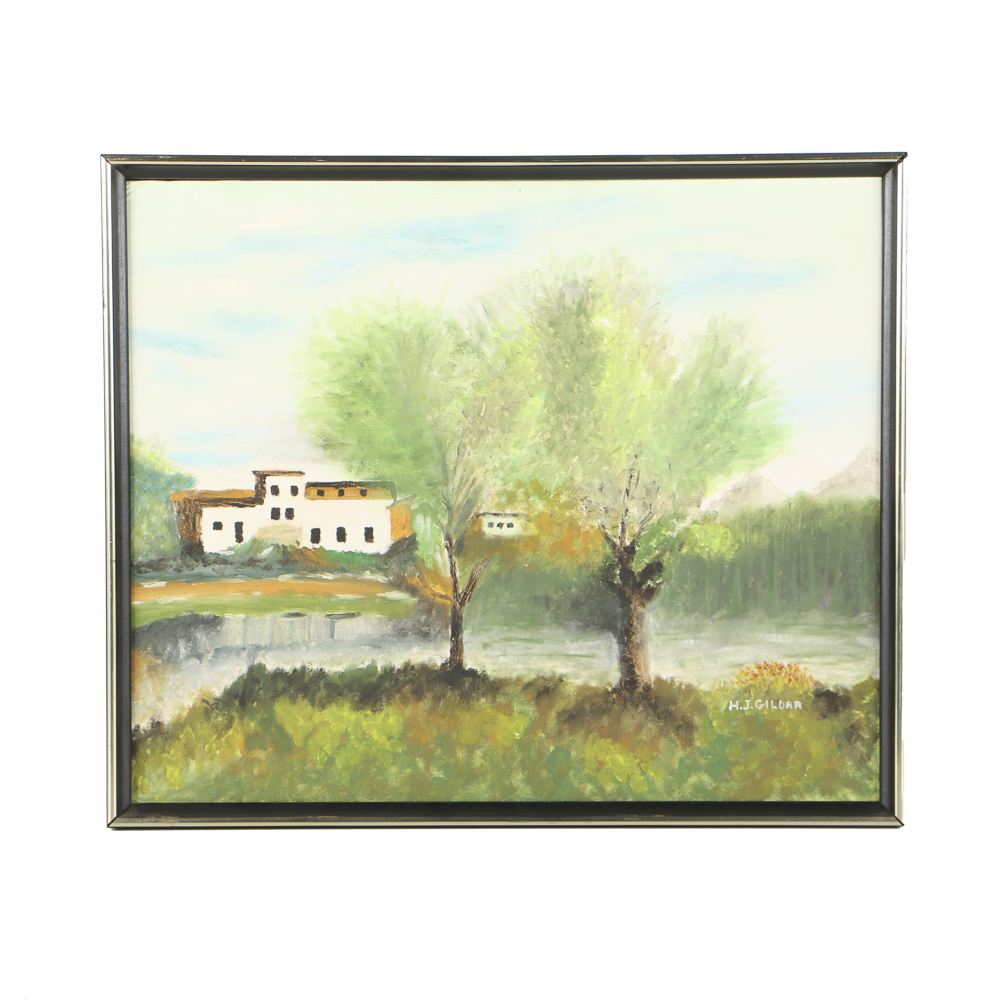 Harry J. Gildar Oil Painting on Canvas Board Landscape