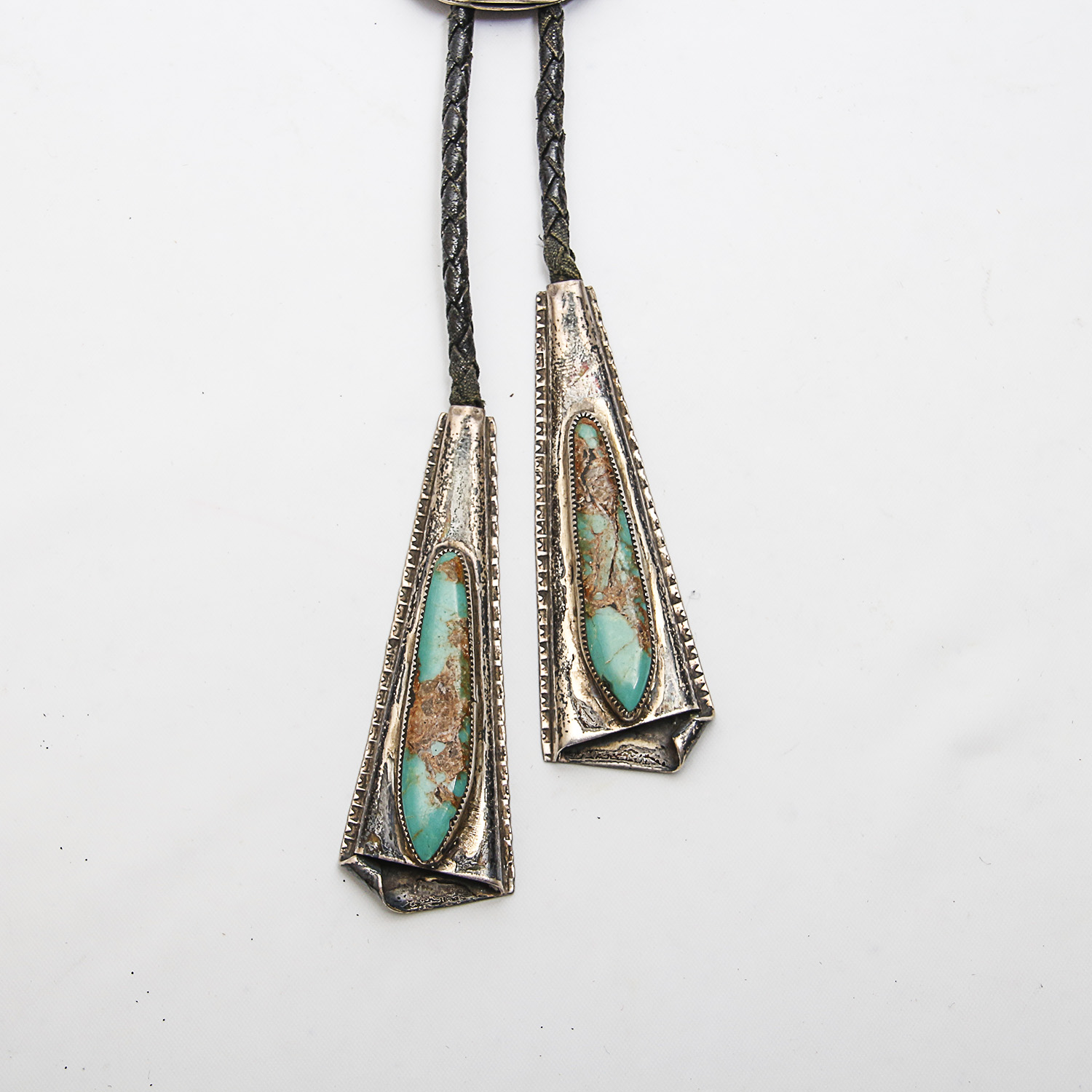 Navajo Style Sterling Silver Turquoise and Coral Bolo Tie