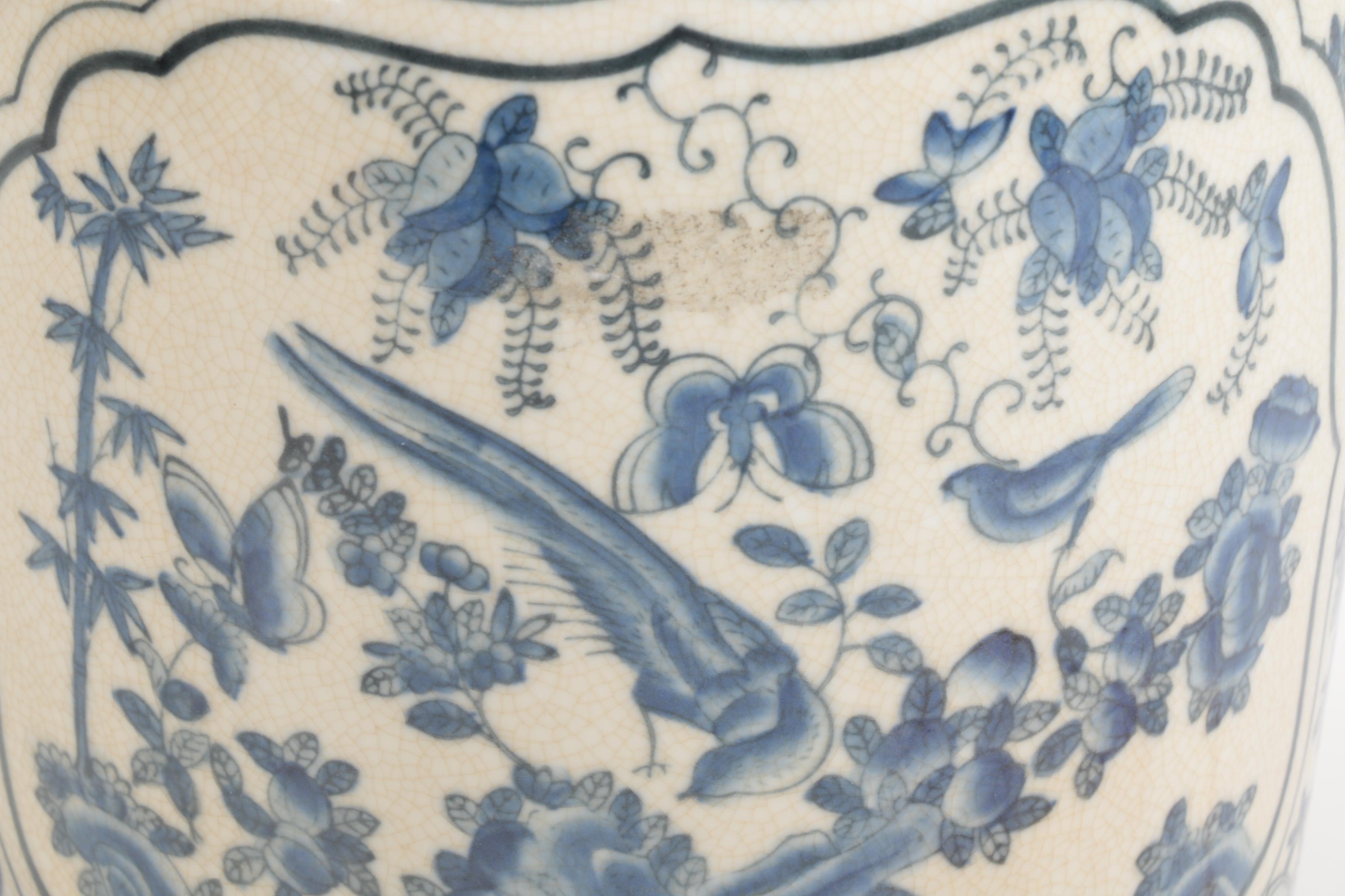 Blue and White Urn Style Ceramic Lamp