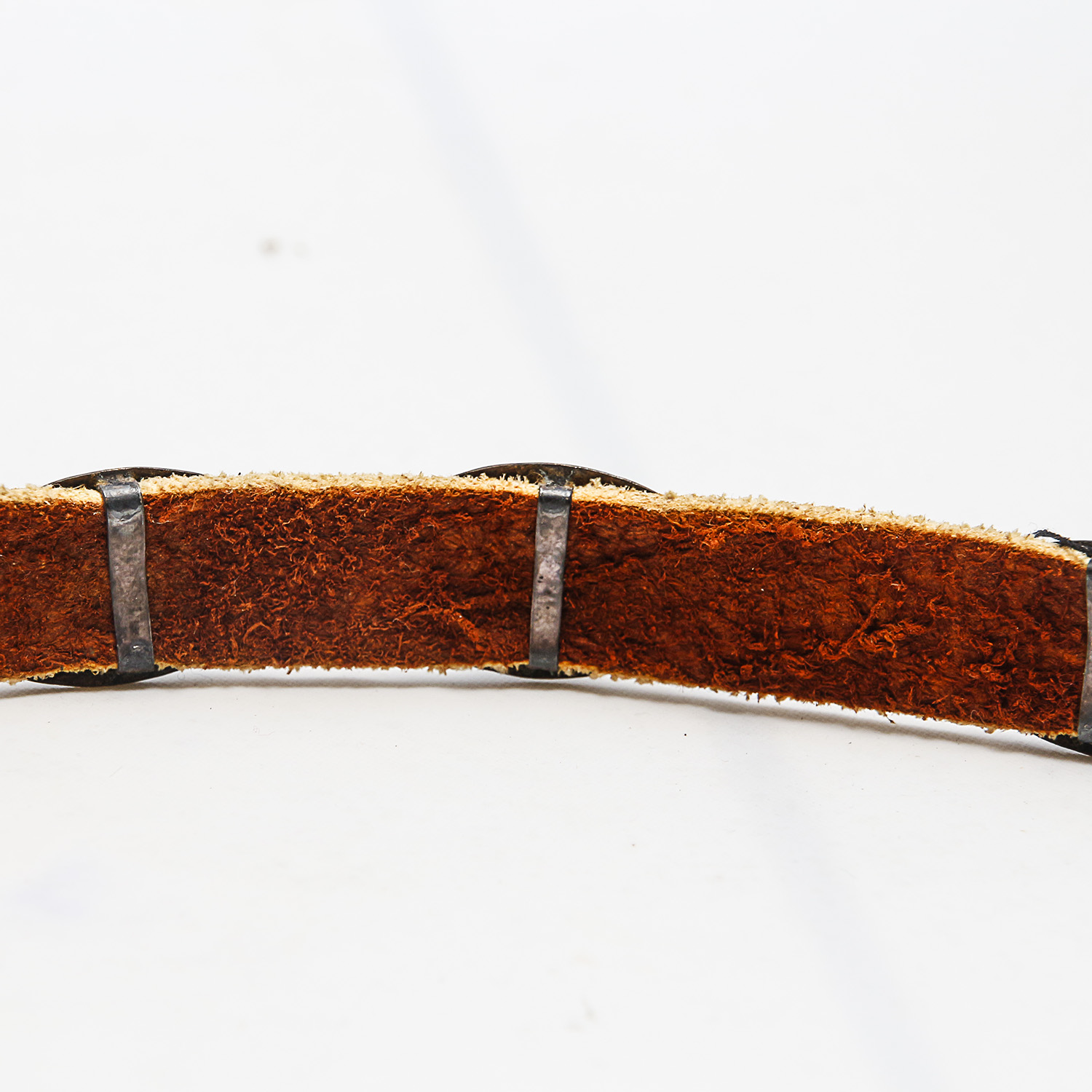 Vintage Leather Hat Band with 800 Silver and Howlite Inlay