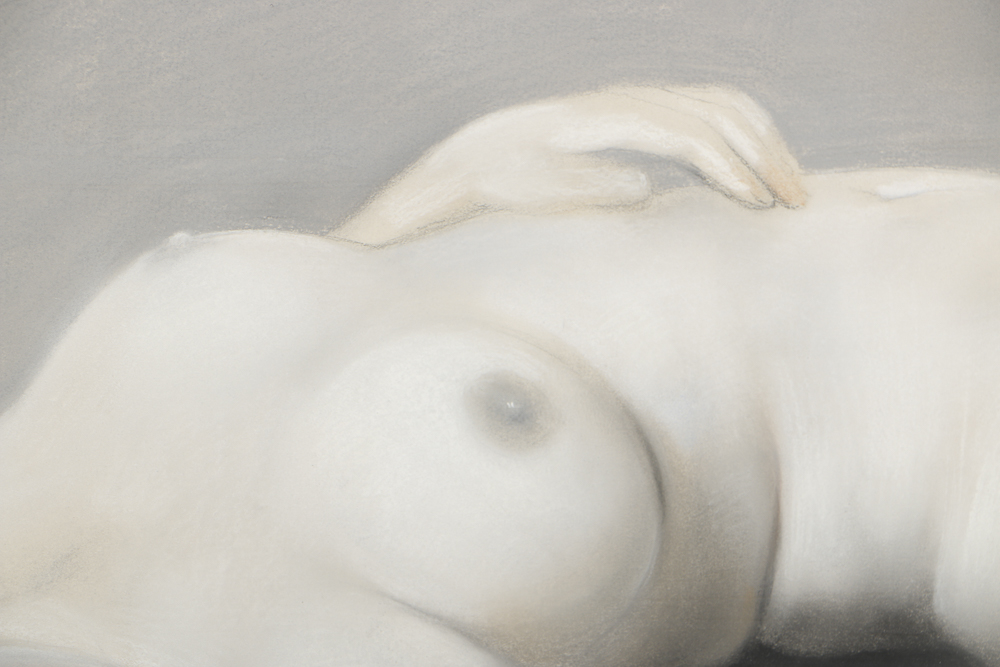 Charcoal Drawing on Paper Nude Woman