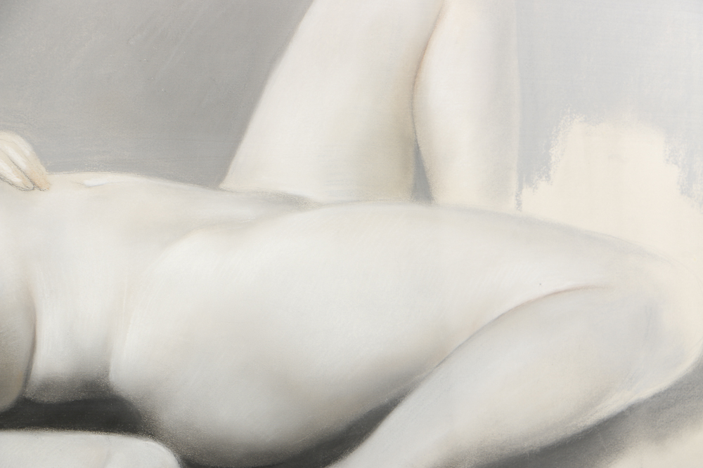 Charcoal Drawing on Paper Nude Woman