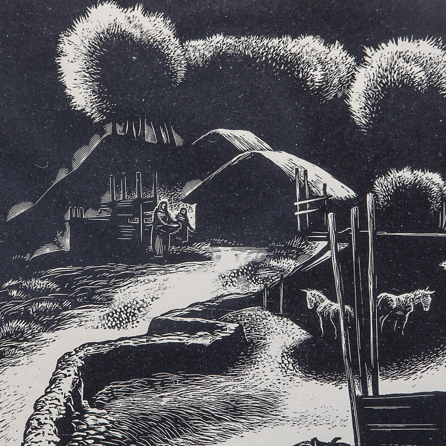 Lynd Ward Original Woodblock Print "Corral: Tres Cumbres"
