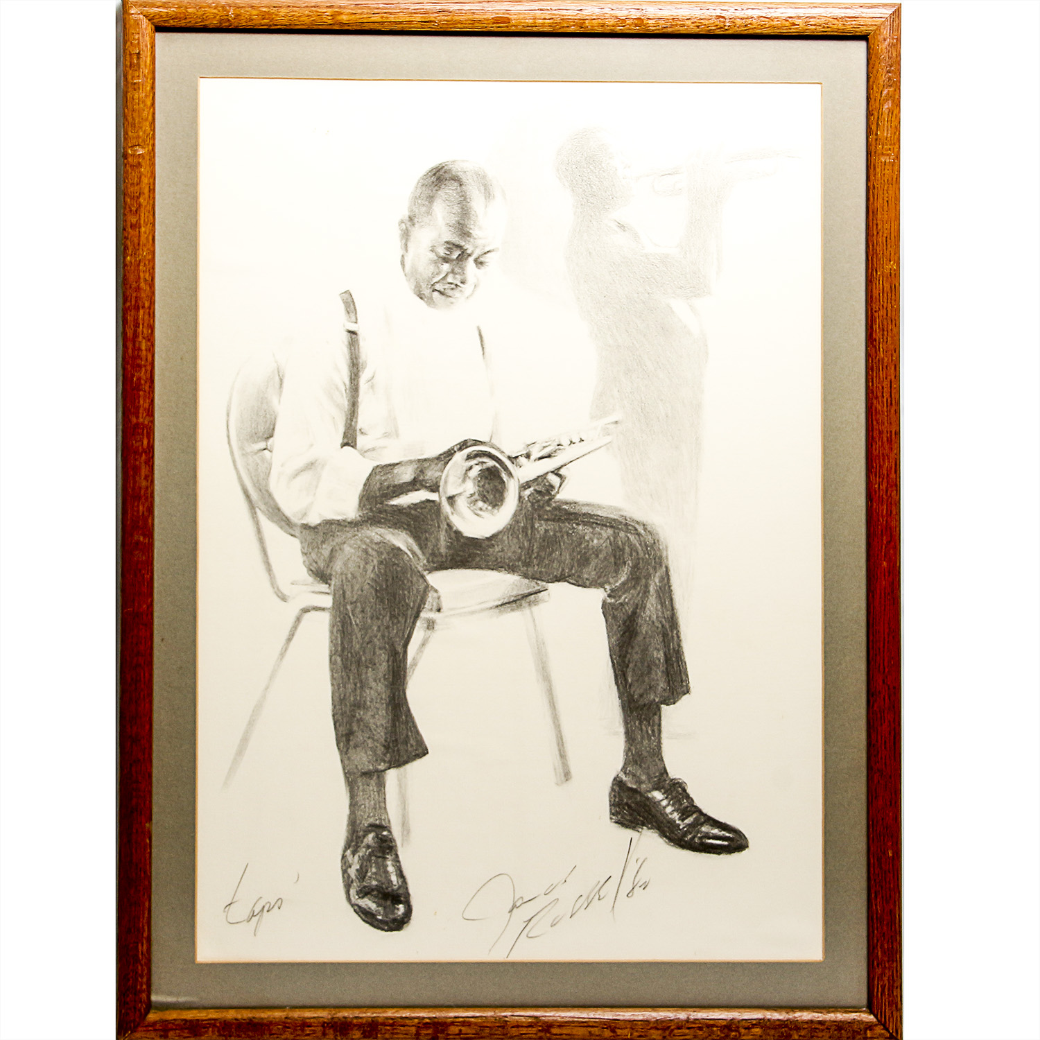 Offset Lithograph Print of Louis Armstrong After James Russell's "Taps"