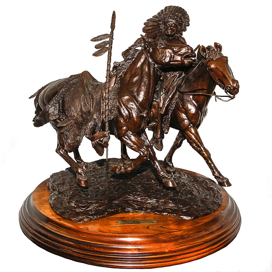 Sid Burns 1976 Bronze Sculpture "War Pony"