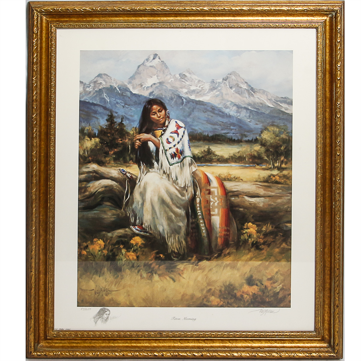 Signed Offset Lithograph After Vel Miller's "Teton Morning"